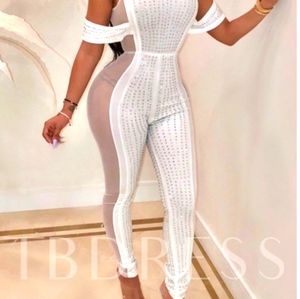 One piece studded white jumpsuit